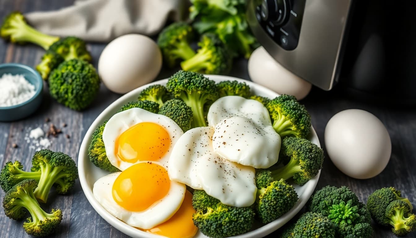 Crispy Air Fryer Broccoli with Fluffy Eggs