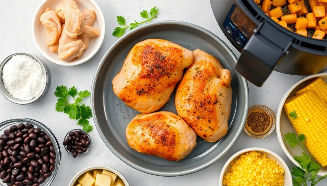Crispy Air Fryer Chicken & Beans Delight