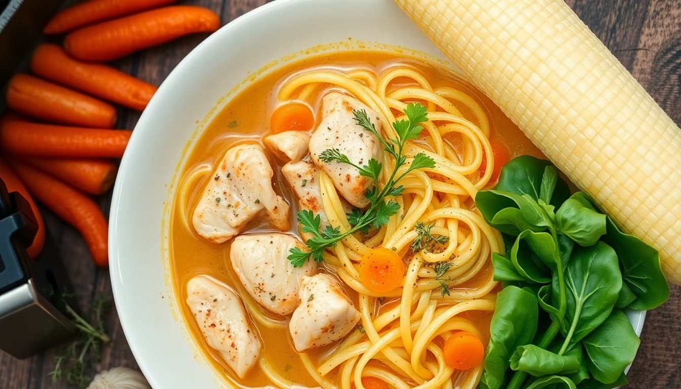 Crispy Air Fryer Chicken Noodle Soup