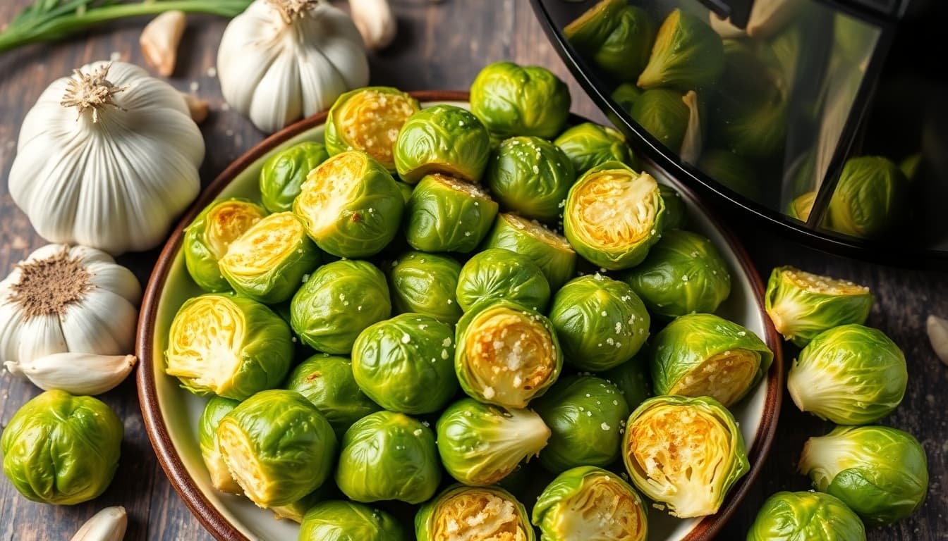 Crispy Air Fryer Garlic Parmesan Brussels Sprouts