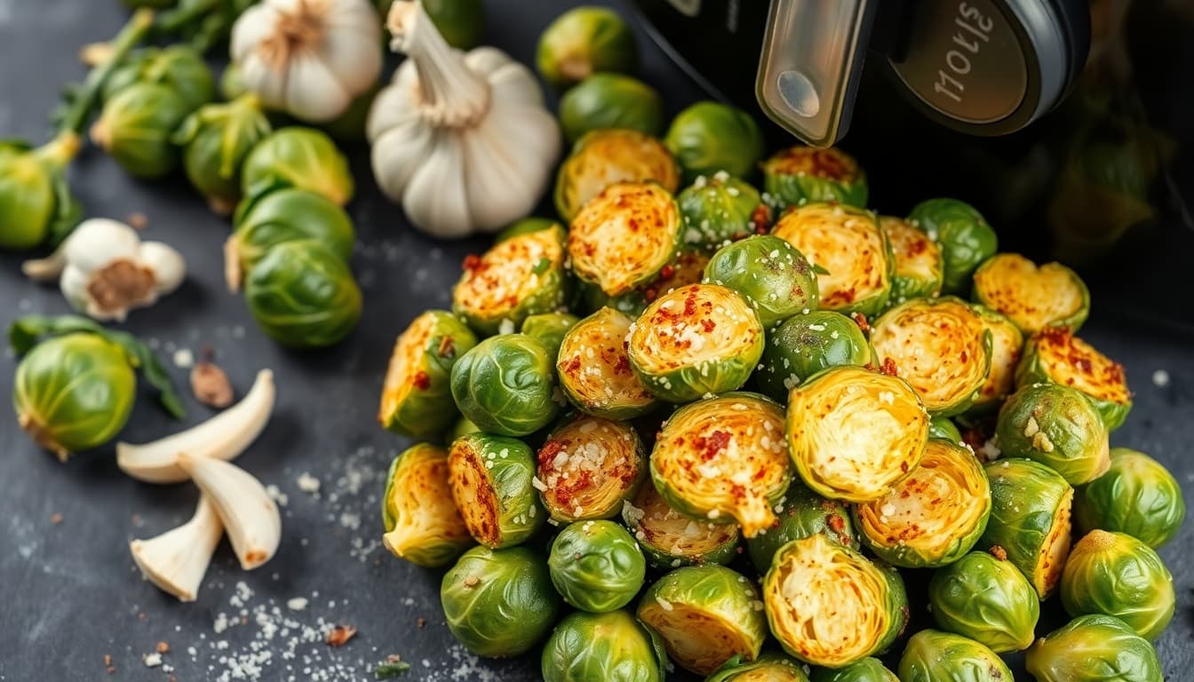 Crispy Air Fryer Garlic Parmesan Brussels Sprouts