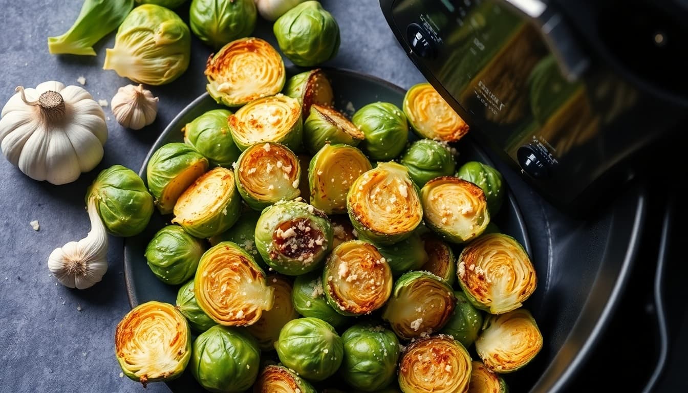 Crispy Air Fryer Garlic Parmesan Brussels Sprouts
