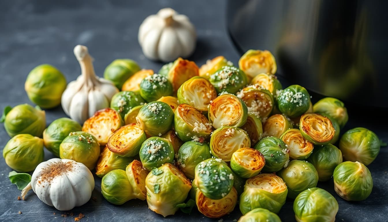 Crispy Air Fryer Garlic Parmesan Brussels Sprouts