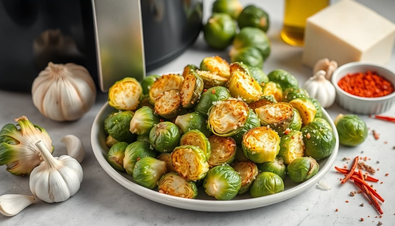 Crispy Air Fryer Garlic Parmesan Brussels Sprouts