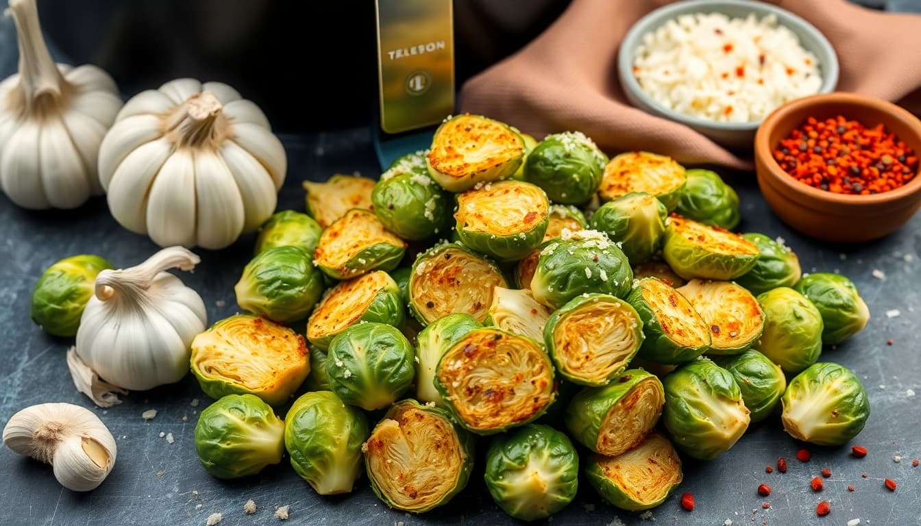 Crispy Air Fryer Garlic Parmesan Brussels Sprouts