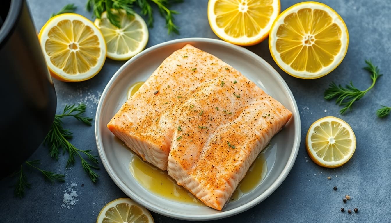 Crispy Air Fryer Salmon with Lemon Herb Glaze