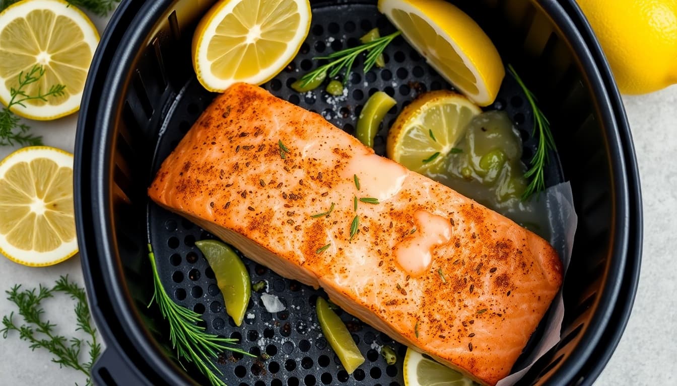 Crispy Air Fryer Salmon with Lemon Herb Glaze