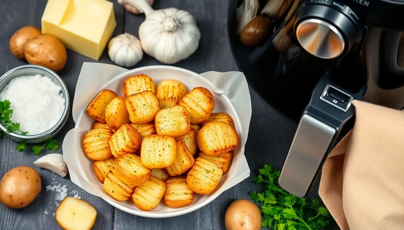 Crispy Butter Garlic Air Fryer Potatoes