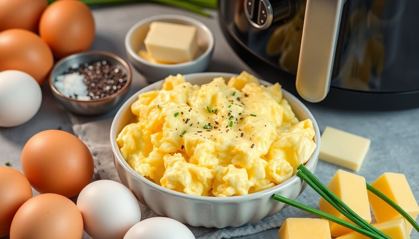 Fluffy Air Fryer Scrambled Eggs