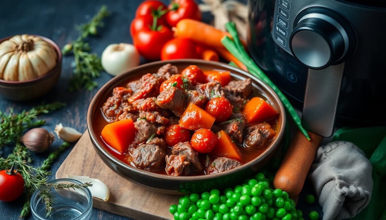 Savory Air Fryer Beef Stew with Tomatoes