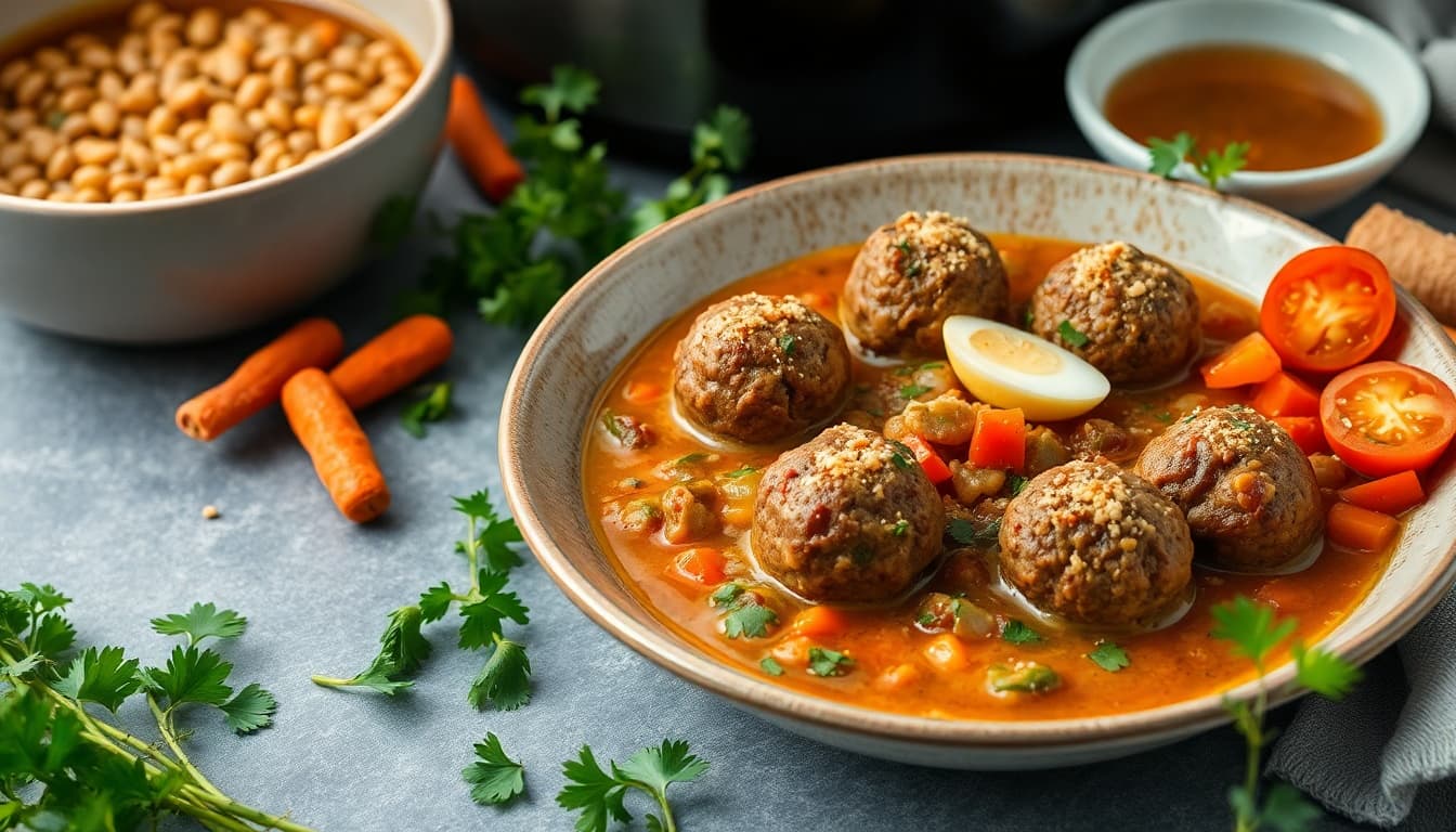 Savory Turkish Meatballs with Hearty Lentil Soup